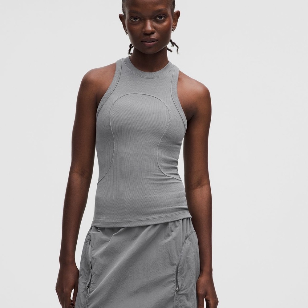 🍋Lululemon SLNSH Collab Ribbed Modal  Asphalt Gray Tank Top Like New Size 10